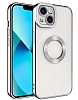 Eiroo Luxury Clear iPhone 14 Plus Kamera Korumal Silver Silikon Klf