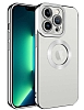 Eiroo Luxury Clear iPhone 14 Pro Kamera Korumal Silver Silikon Klf