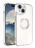 Eiroo Luxury Clear iPhone 15 Plus Kamera Korumal Silver Silikon Klf