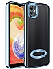 Eiroo Luxury Clear Samsung Galaxy A03 Kamera Korumal Mavi Silikon Klf