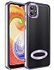 Eiroo Luxury Clear Samsung Galaxy A03 Kamera Korumal Lila Silikon Klf