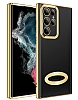 Eiroo Luxury Clear Samsung Galaxy S22 Ultra 5G Kamera Korumal Gold Silikon Klf