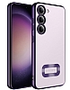 Eiroo Luxury Clear Samsung Galaxy S23 Kamera Korumal Derin Mor Silikon Klf