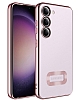 Eiroo Luxury Clear Samsung Galaxy S23 Plus Kamera Korumal Rose Gold Silikon Klf