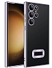 Eiroo Luxury Clear Samsung Galaxy S23 Ultra Kamera Korumal Lila Silikon Klf
