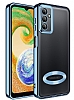 Eiroo Luxury Clear Samsung Galaxy A04S Kamera Korumal Mavi Silikon Klf