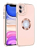 Eiroo Luxury Protection iPhone 12 Kamera Korumal Pembe Silikon Klf