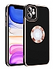 Eiroo Luxury Protection iPhone 12 Kamera Korumal Siyah Silikon Klf