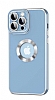 Eiroo Luxury Protection iPhone 12 Pro Max Kamera Korumal Mavi Silikon Klf