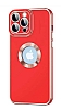 Eiroo Luxury Protection iPhone 12 Pro Max Kamera Korumal Krmz Silikon Klf