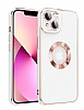 Eiroo Luxury Protection iPhone 13 Kamera Korumal Beyaz Silikon Klf