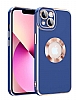 Eiroo Luxury Protection iPhone 13 Kamera Korumal Lacivert Silikon Klf
