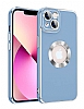 Eiroo Luxury Protection iPhone 13 Kamera Korumal Mavi Silikon Klf