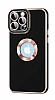 Eiroo Luxury Protection iPhone 13 Pro Kamera Korumal Siyah Silikon Klf