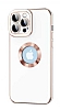Eiroo Luxury Protection iPhone 13 Pro Kamera Korumal Beyaz Silikon Klf
