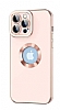Eiroo Luxury Protection iPhone 13 Pro Kamera Korumal Pembe Silikon Klf