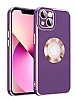 Eiroo Luxury Protection iPhone 14 Kamera Korumal Mor Silikon Klf