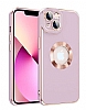 Eiroo Luxury Protection iPhone 14 Kamera Korumal Lila Silikon Klf
