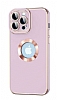 Eiroo Luxury Protection iPhone 14 Pro Kamera Korumal Lila Silikon Klf