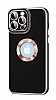 Eiroo Luxury Protection iPhone 14 Pro Kamera Korumal Siyah Silikon Klf