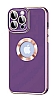 Eiroo Luxury Protection iPhone 14 Pro Max Kamera Korumal Mor Silikon Klf
