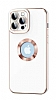 Eiroo Luxury Protection iPhone 14 Pro Max Kamera Korumal Beyaz Silikon Klf