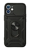 Eiroo Magnet Lens iPhone 12 / 12 Pro 6.1 in Ultra Koruma Siyah Klf