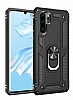 Eiroo Magnet Ring Huawei P30 Pro Ultra Koruma Siyah Klf