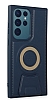 Eiroo Magneticsafe Samsung Galaxy S23 Ultra Standl Lacivert Rubber Klf