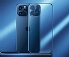 Eiroo Matte Crystal iPhone 12 Kamera Korumalı Mavi Rubber Kılıf - Resim: 1