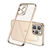 Eiroo Matte Crystal iPhone 12 Pro Kamera Korumal Gold Rubber Klf