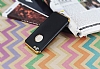 Eiroo Matte Fit iPhone SE / 5 / 5S Gold Kenarl Siyah Silikon Klf - Resim 2