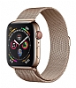 Eiroo Milanese Loop Apple Watch 4 / Watch 5 Gold Metal Kordon (44 mm)