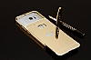 Eiroo Mirror HTC 10 Metal Kenarl Aynal Gold Rubber Klf - Resim: 6