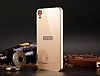 Eiroo Mirror HTC Desire 820 Metal Kenarl Aynal Rose Gold Rubber Klf - Resim 3