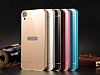 Eiroo Mirror HTC Desire 820 Metal Kenarl Aynal Rose Gold Rubber Klf - Resim: 2