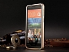 Eiroo Mirror HTC Desire 820 Metal Kenarl Aynal Silver Rubber Klf - Resim: 3