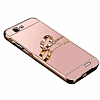 Eiroo Mirror Huawei Ascend G7 Metal Kenarl Aynal Rose Gold Rubber Klf - Resim 3