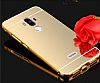 Eiroo Mirror Huawei Mate 9 Metal Kenarl Aynal Gold Rubber Klf - Resim 6