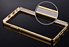 Eiroo Mirror Huawei P8 Lite Metal Kenarl Aynal Gold Rubber Klf - Resim 2