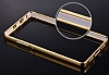 Eiroo Mirror Huawei P8 Lite Metal Kenarl Aynal Rose Gold Rubber Klf - Resim 5