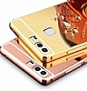 Eiroo Mirror Huawei P9 Metal Kenarl Aynal Rose Gold Rubber Klf - Resim: 4