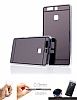 Eiroo Mirror Huawei P9 Silikon Kenarl Aynal Siyah Rubber Klf - Resim 2