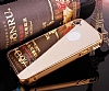 Eiroo Mirror iPhone 4 / 4S Metal Kenarl Aynal Gold Rubber Klf - Resim: 3