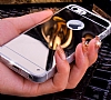 Eiroo Mirror iPhone 4 / 4S Silikon Kenarl Aynal Rose Gold Rubber Klf - Resim 2