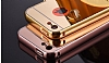 Eiroo Mirror iPhone SE / 5 / 5S Metal Kenarl Aynal Rose Gold Rubber Klf - Resim 2