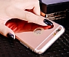 Eiroo Mirror iPhone 6 / 6S Silikon Kenarl Aynal Rose Gold Rubber Klf - Resim: 3