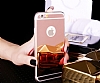 Eiroo Mirror iPhone 6 / 6S Silikon Kenarl Aynal Rose Gold Rubber Klf - Resim 1