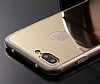 Eiroo Mirror iPhone 7 Plus Silikon Kenarl Aynal Rose Gold Rubber Klf - Resim 1