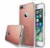 Eiroo Mirror iPhone 7 Plus Silikon Kenarl Aynal Rose Gold Rubber Klf - Resim 3